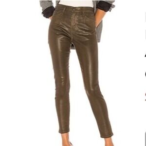 AG Adriano Goldschmied The Farrah Skinny High Rise Coated Jeans Bronze Metallic